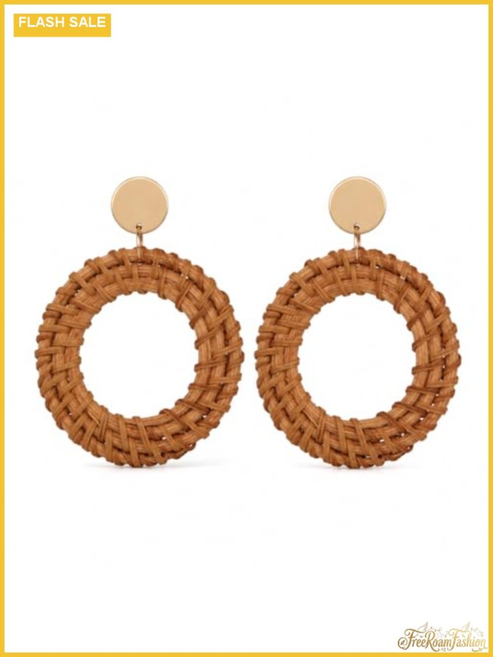 Handwoven Rattan Dangle Earrings Boho Beach Jewelry Women